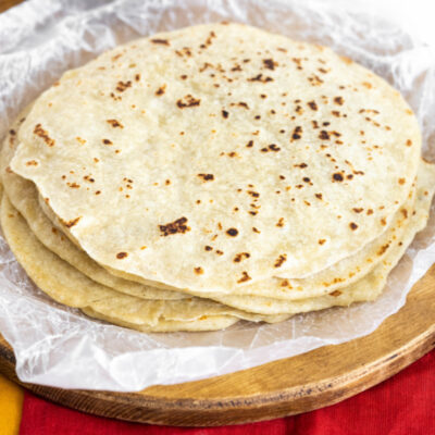 stack of homemade flour tortillas