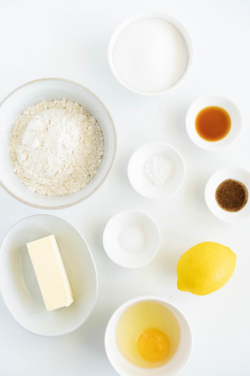 ingredients displayed for making lemon sugar cookies