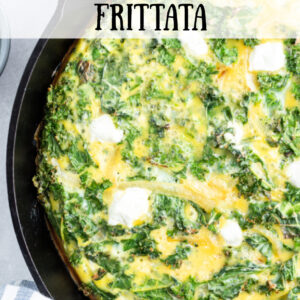 pinterest image for kale and goat cheese frittata