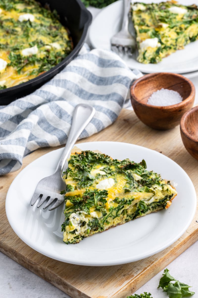slice of frittata on a white plate