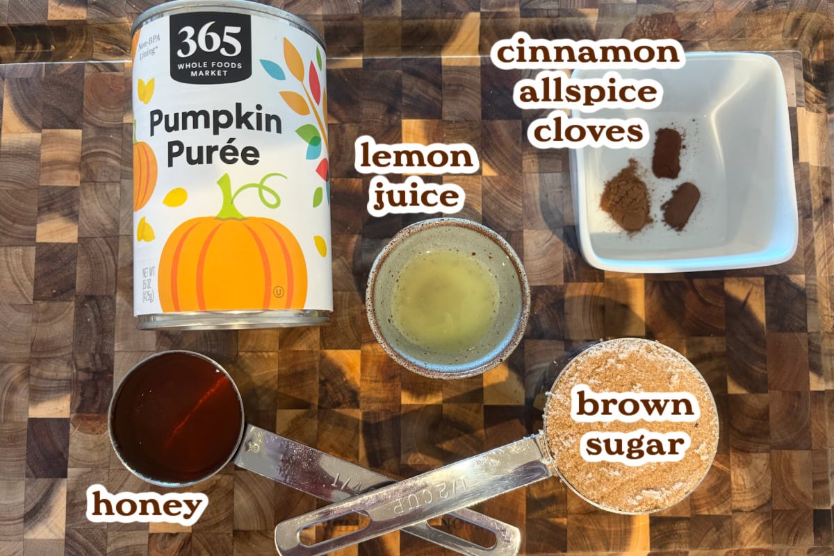 Pumpkin Butter Ingredients ingredients displayed for making pumpkin butter