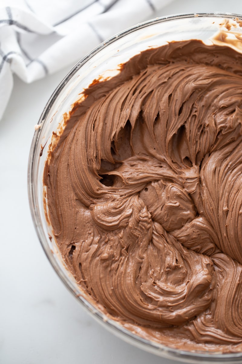 chocolate frosting in a bowl