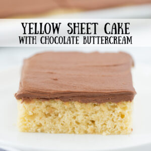 pinterest image for yellow sheet cake
