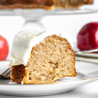 apple bundt cake slice on plate