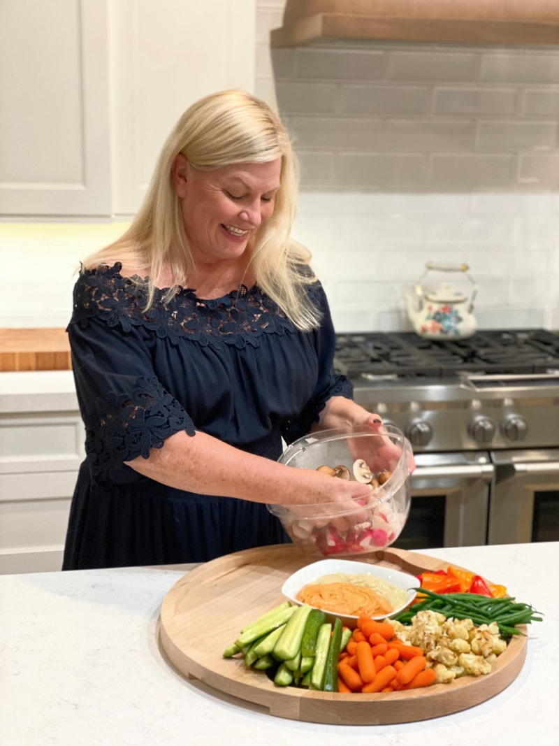 recipegirl creating a hummus and roasted crudites board