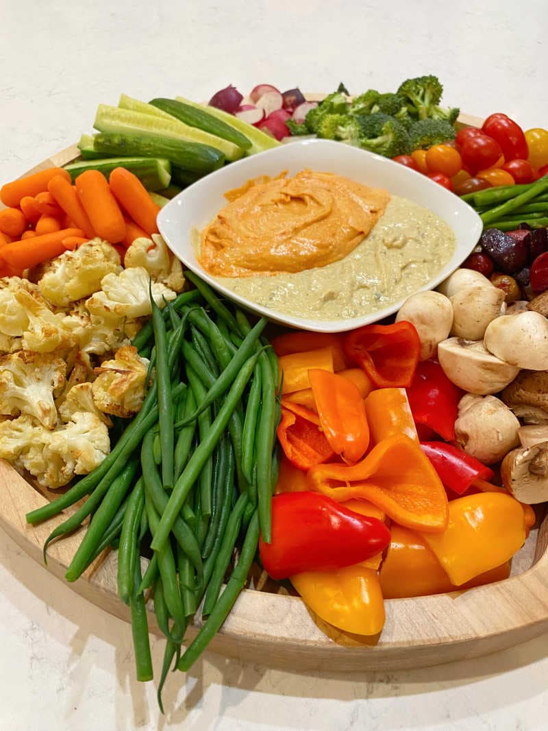 hummus and roasted veggies board