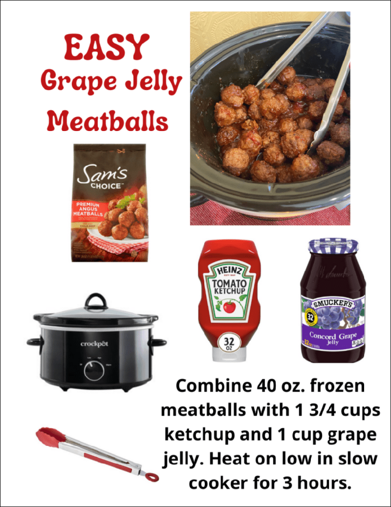 easy grape jelly meatballs graphic