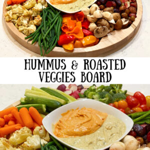 hummus and roasted veggies board pinterest pin