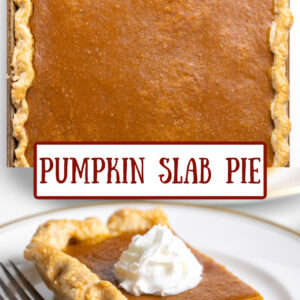 pinterest image for pumpkin slab pie