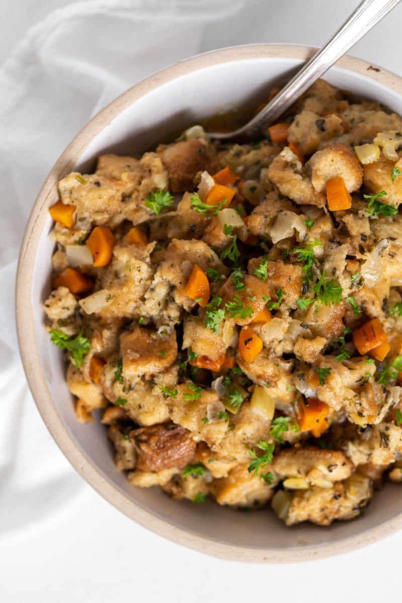 stuffing in a bowl