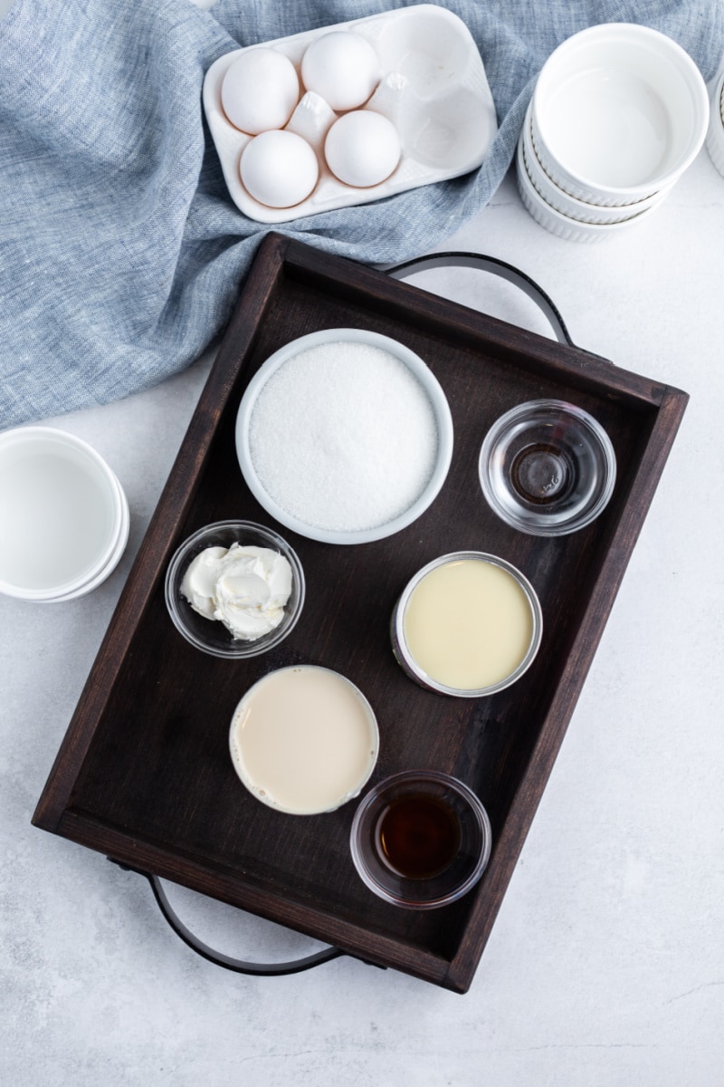 ingredients displayed for making flan