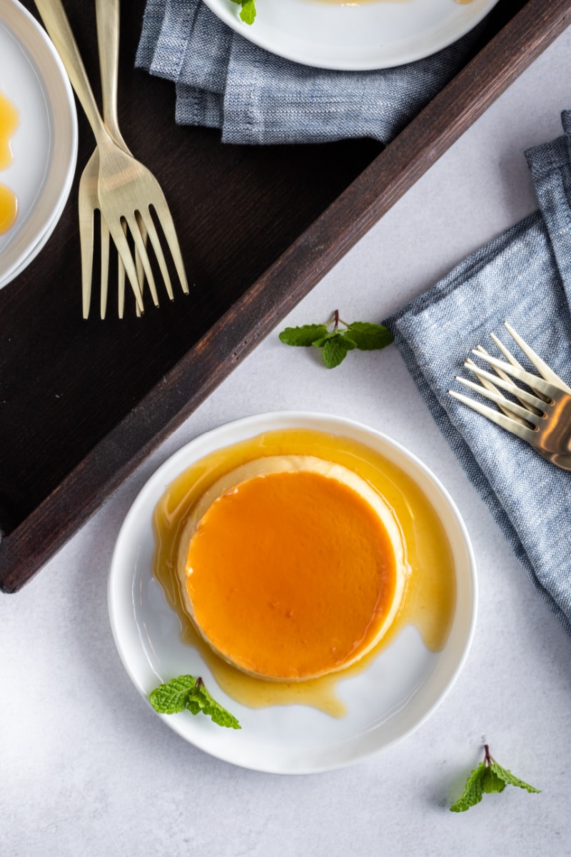 classic creamy flan on plate