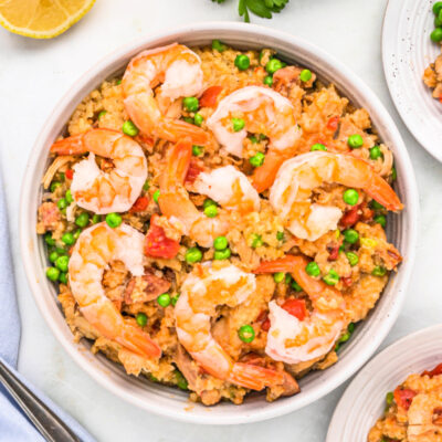 slow cooker paella in a bowl