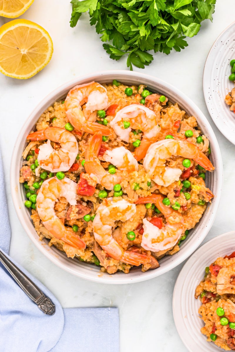 slow cooker paella in a bowl