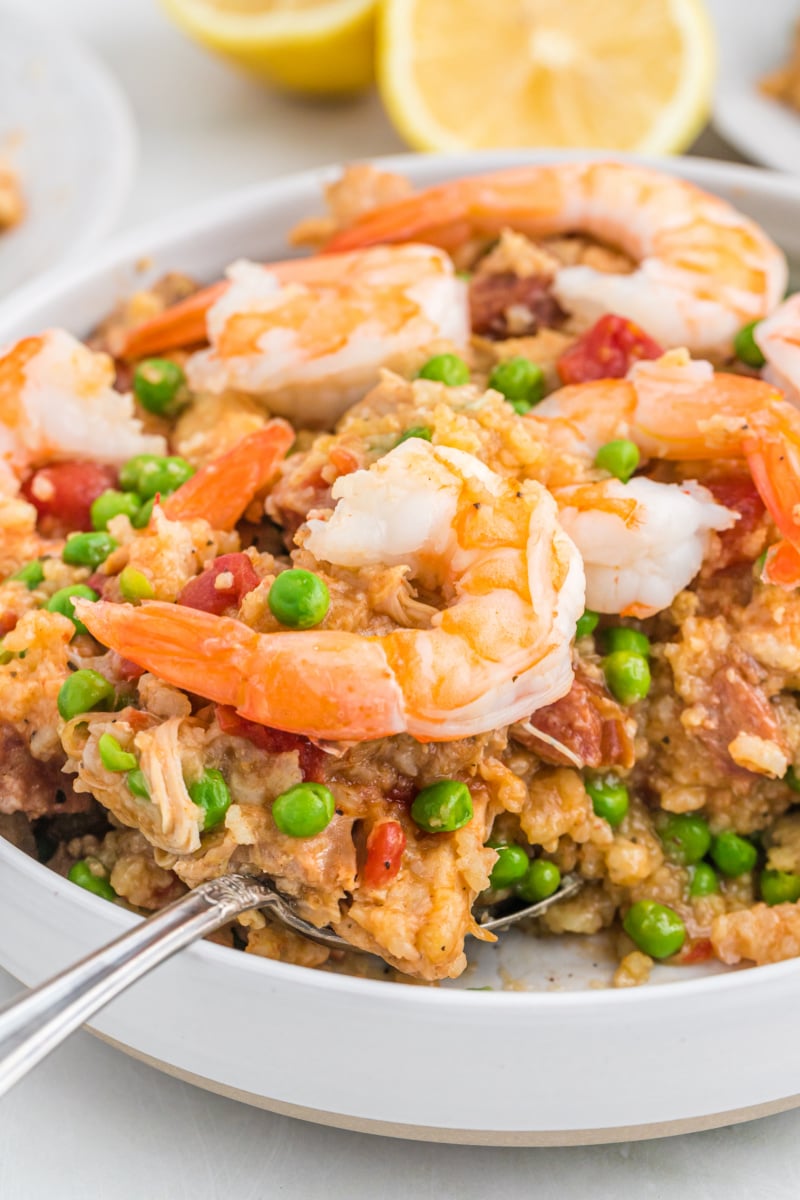 slow cooker paella in a bowl