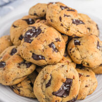 platter of brown butter pecan chocolate chip cookies