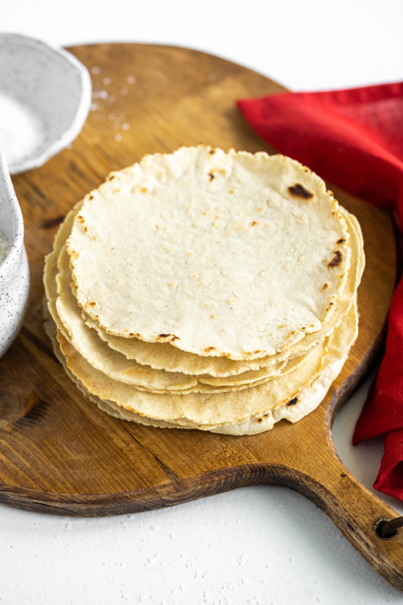 stack of homemade corn tortillas