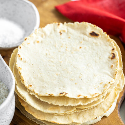 stack of homemade corn tortillas