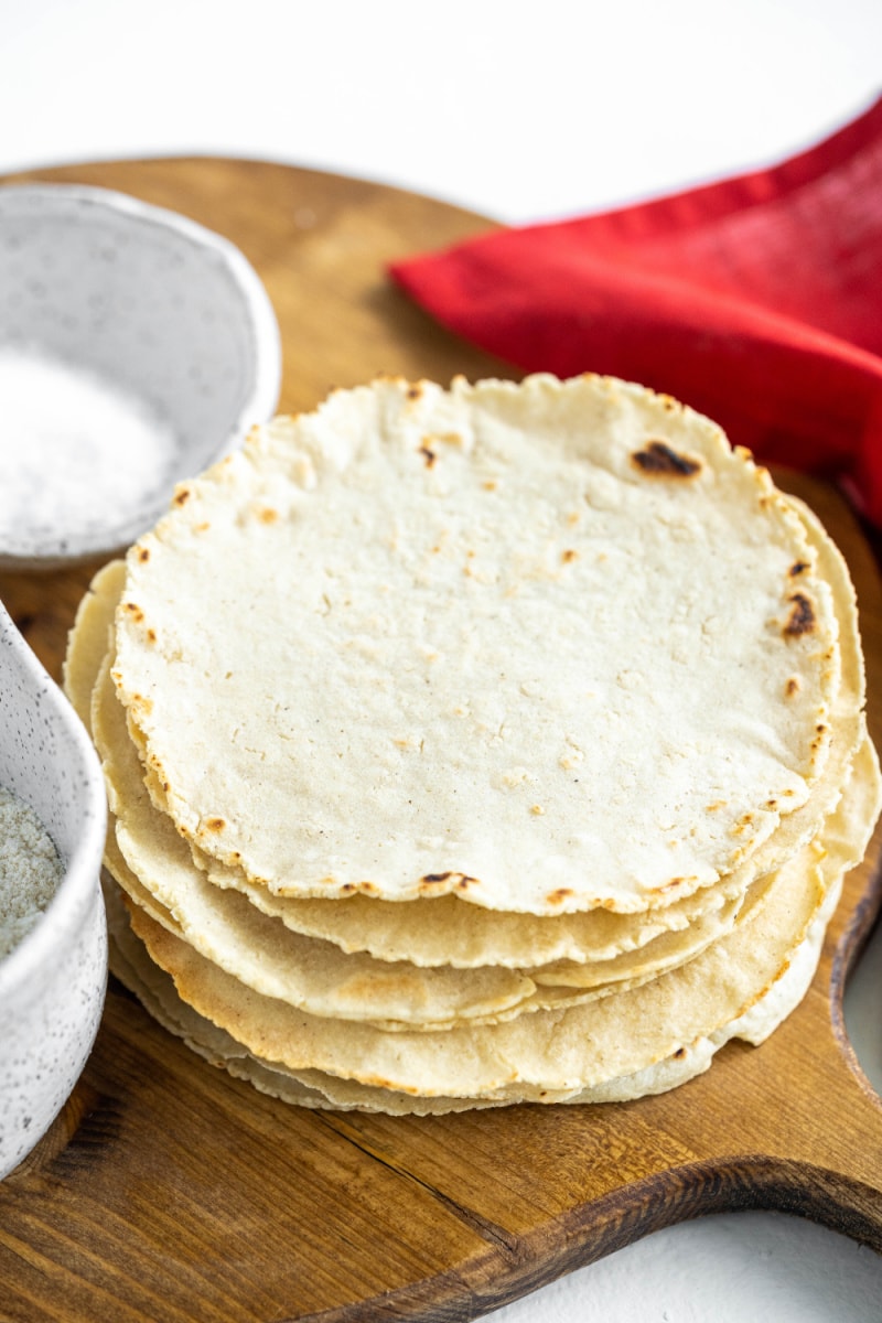 stack of homemade corn tortillas