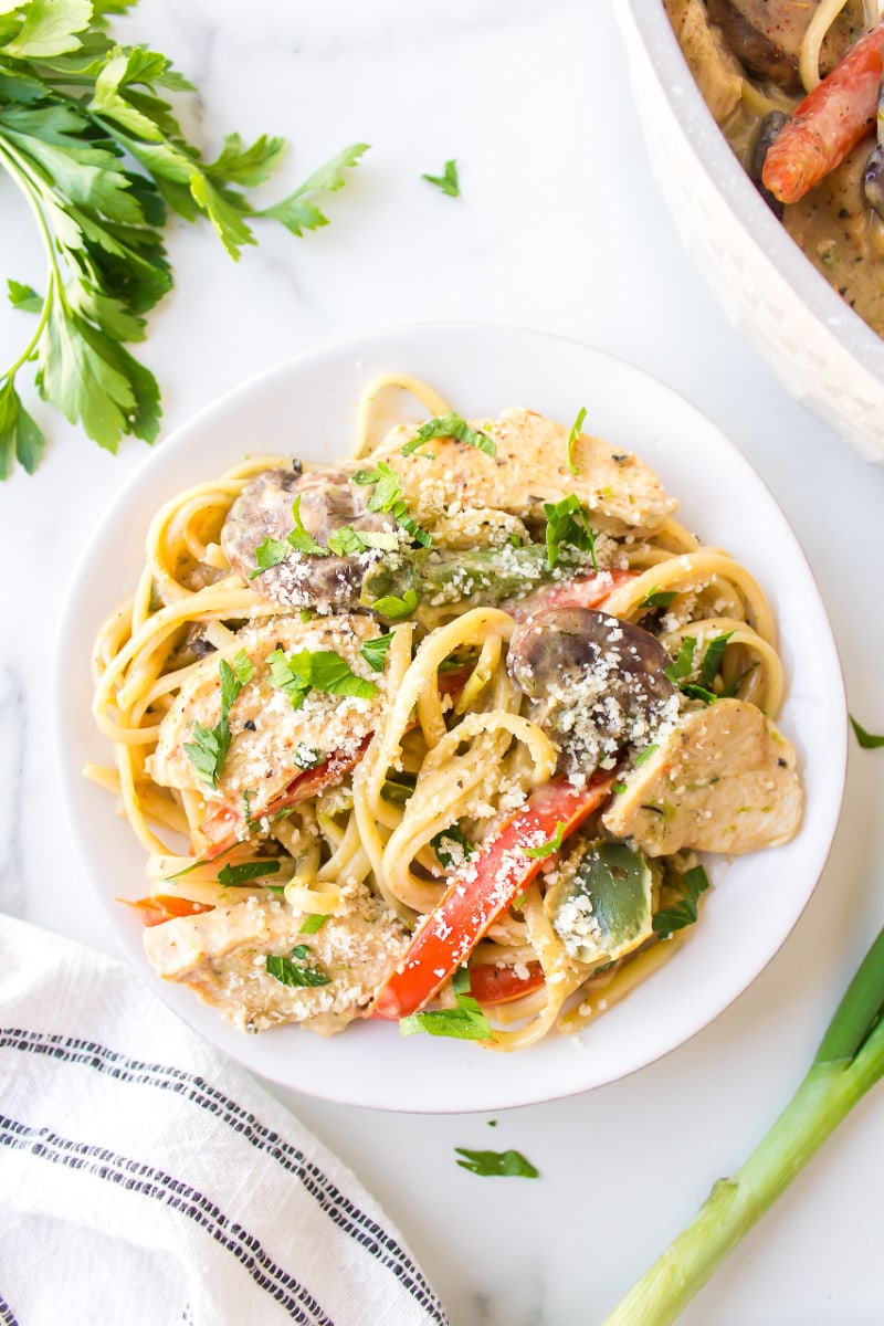 serving of cajun chicken pasta on a plate