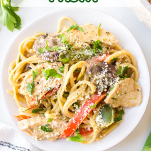 pinterest image for cajun chicken pasta