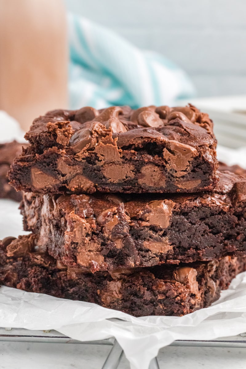 stack of three brownies