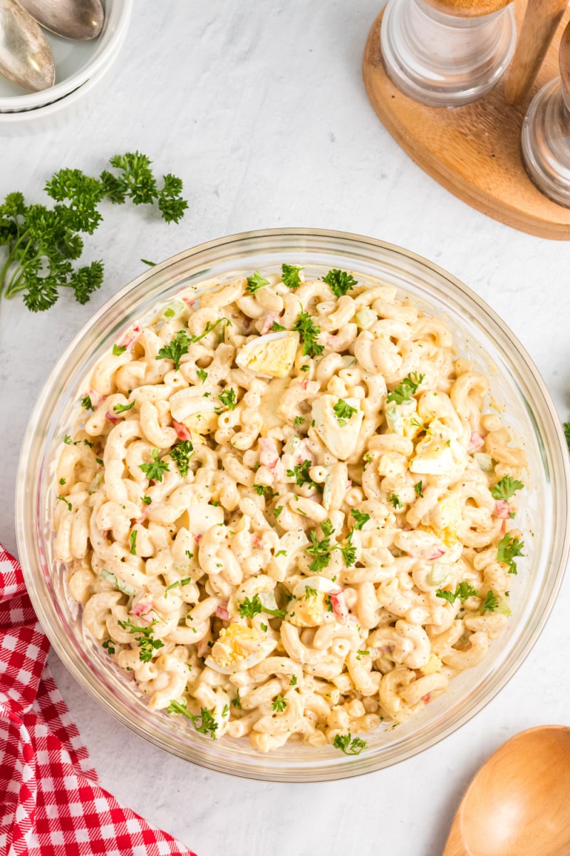 macaroni salad in a bowl