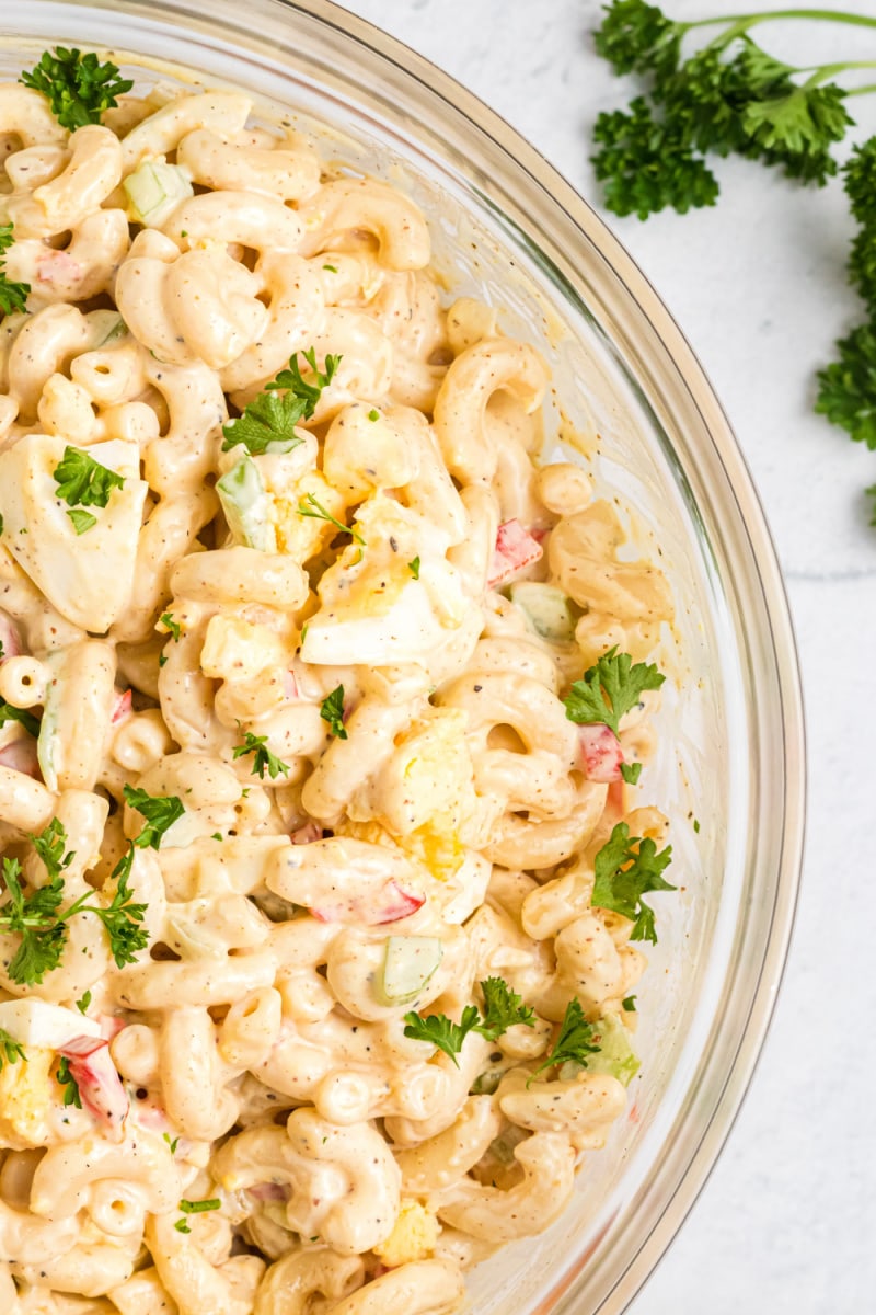 macaroni salad in a bowl