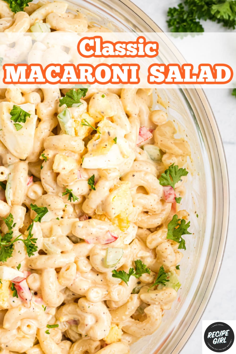 pinterest image for classic macaroni salad