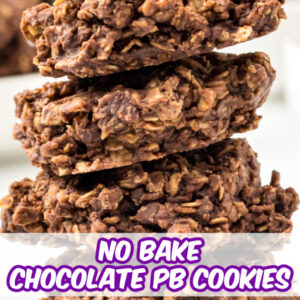 Pinterest image for no bake chocolate peanut butter cookies