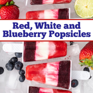 pinterest image for red white and blueberry popsicles