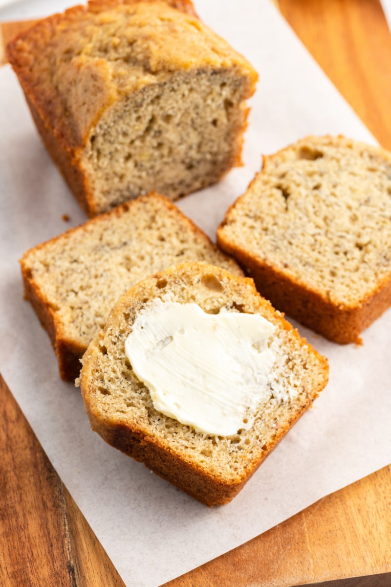 small banana bread sliced