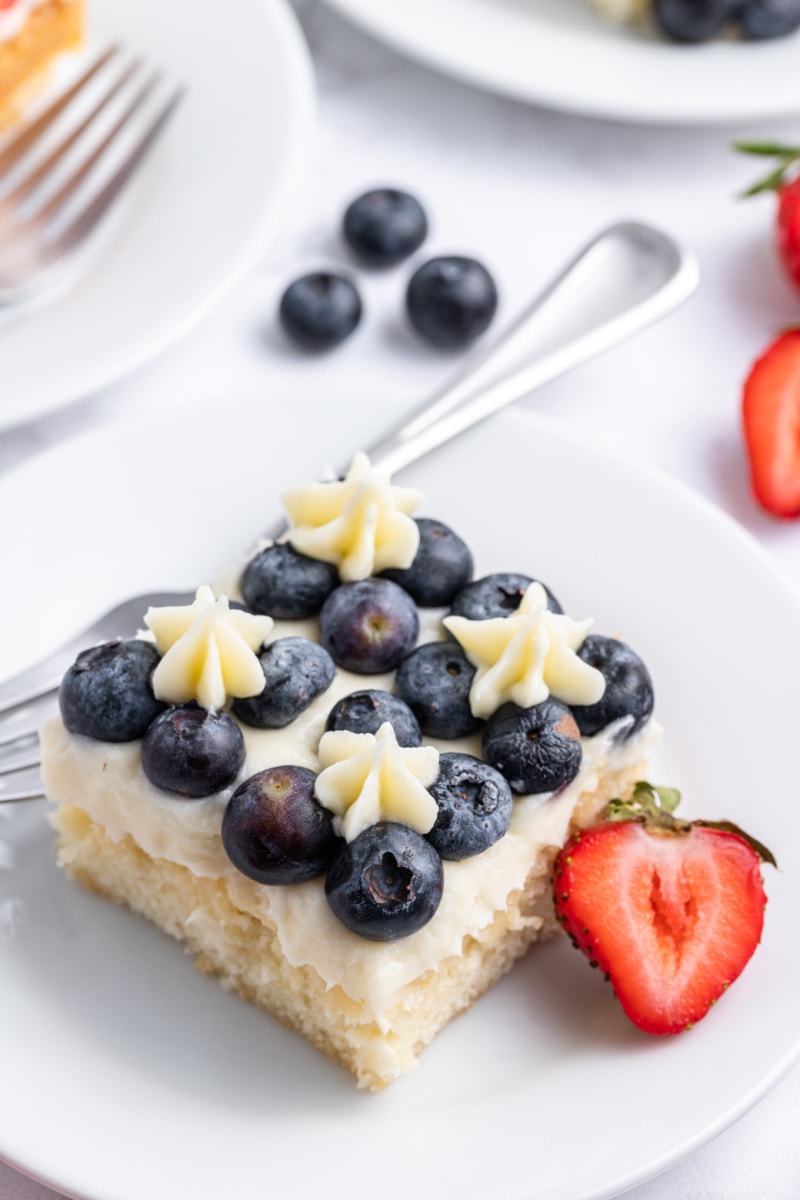 slice of flag cake on a plate