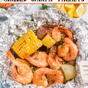 pinterest image for grilled shrimp packets