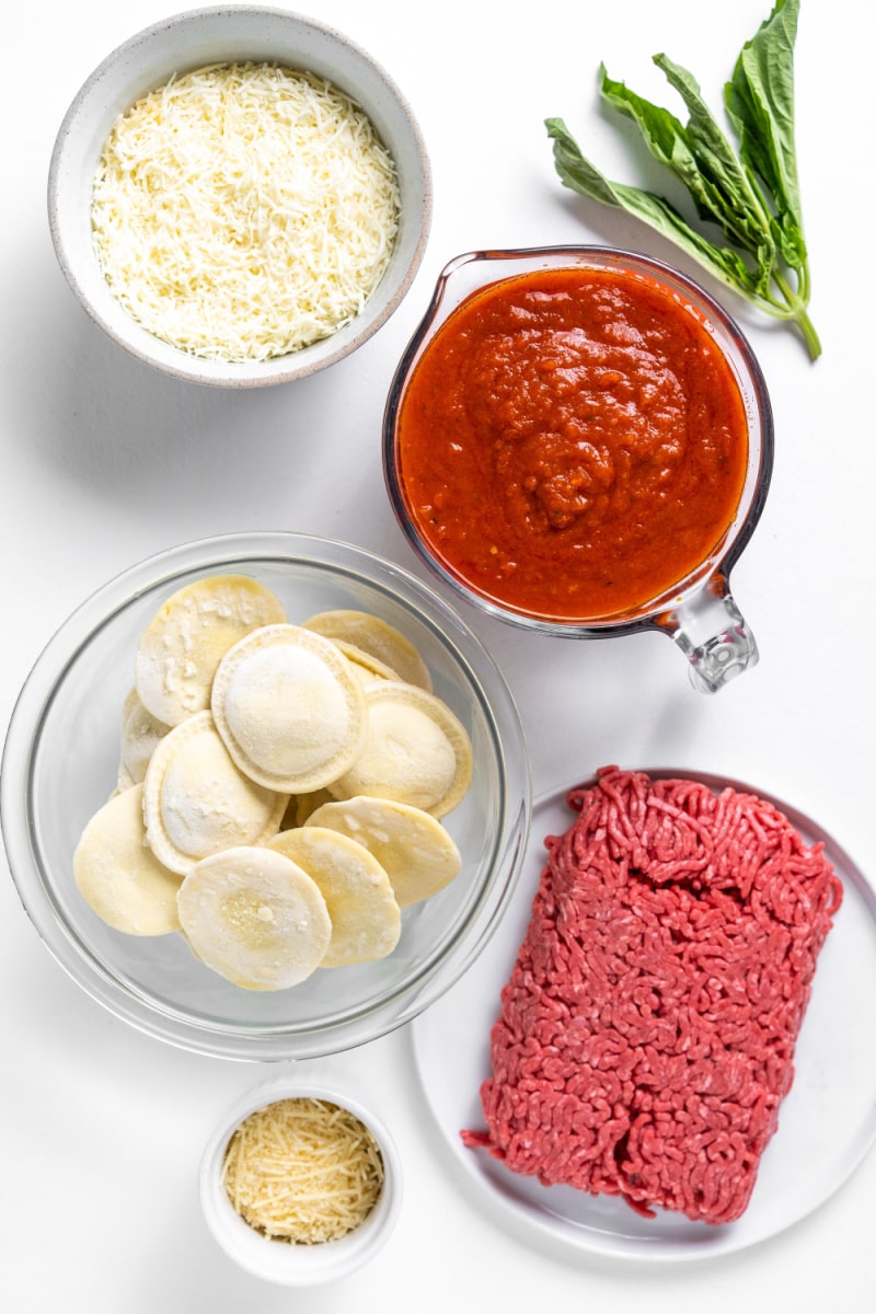 ingredients displayed for making ravioli lasagna