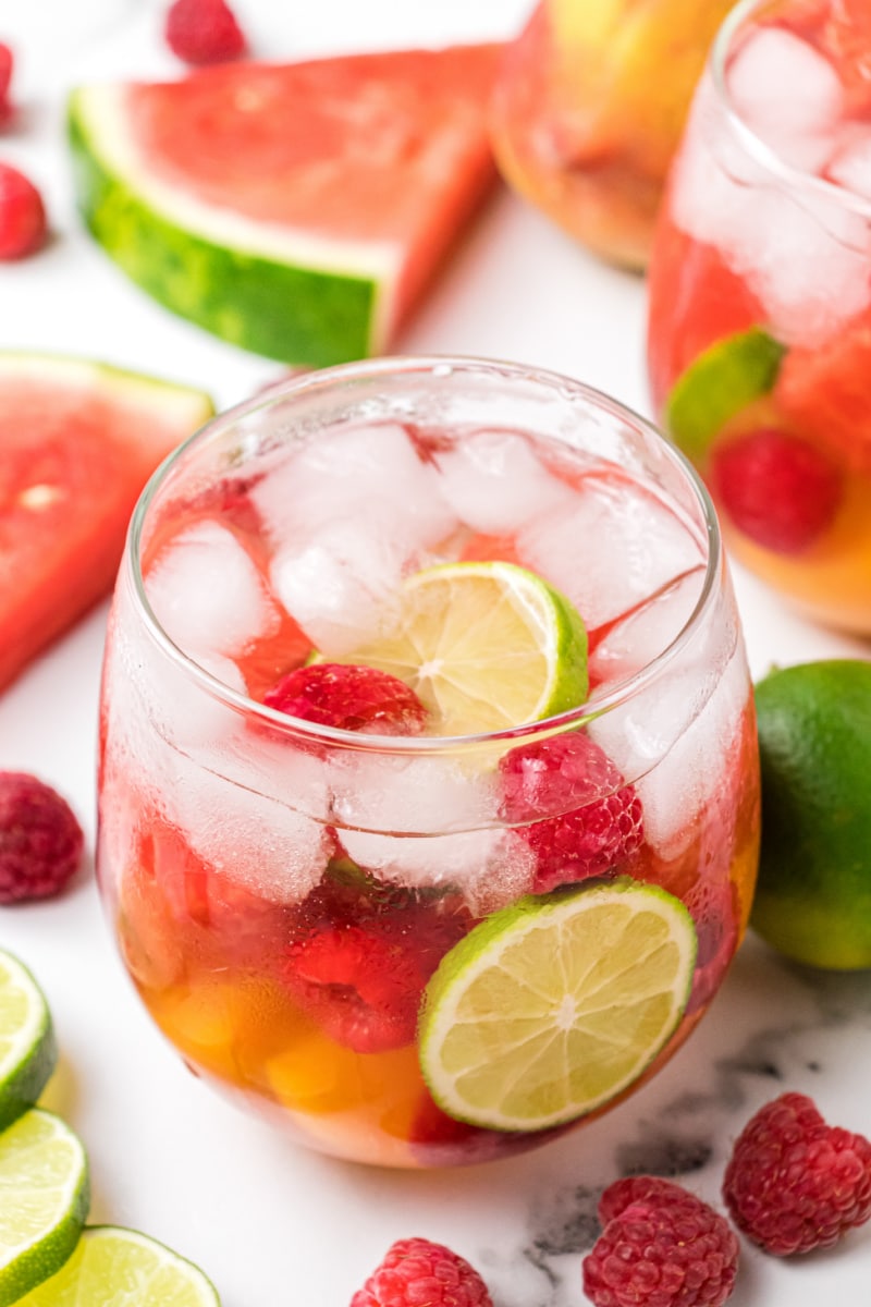 glass of rose sangria