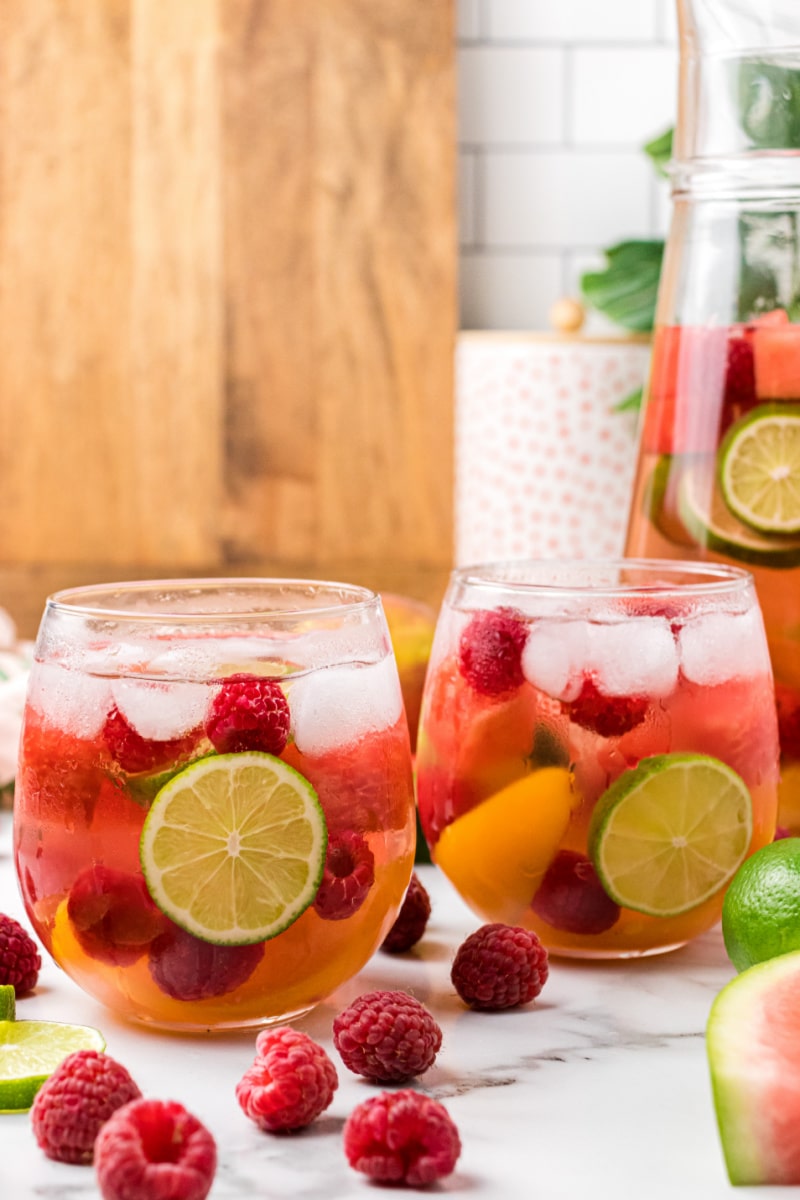 two glasses of rose sangria