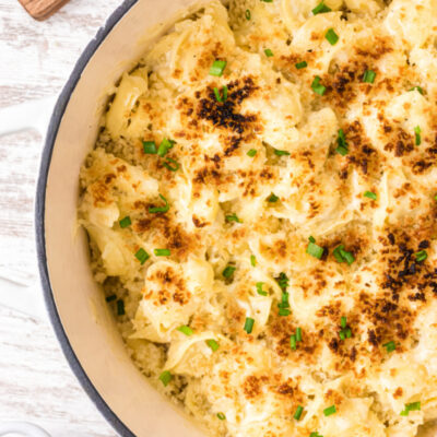 pot of tortellini mac and cheese