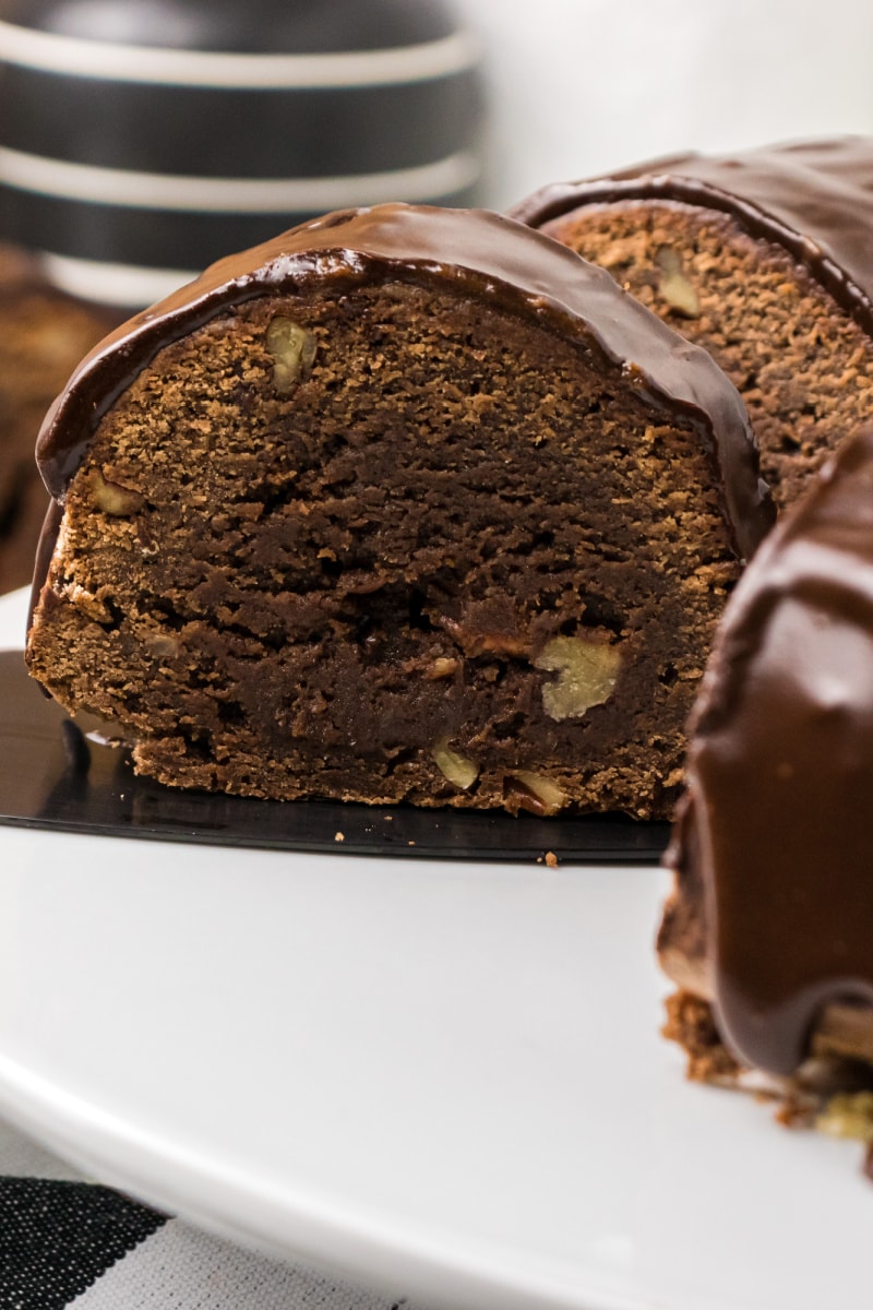 slice of chocolate bundt cake