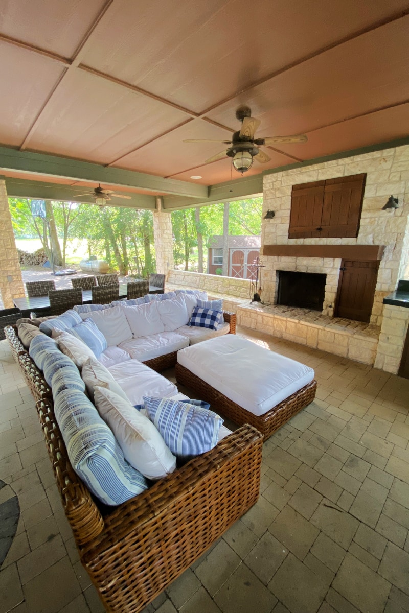 outdoor furniture in covered patio