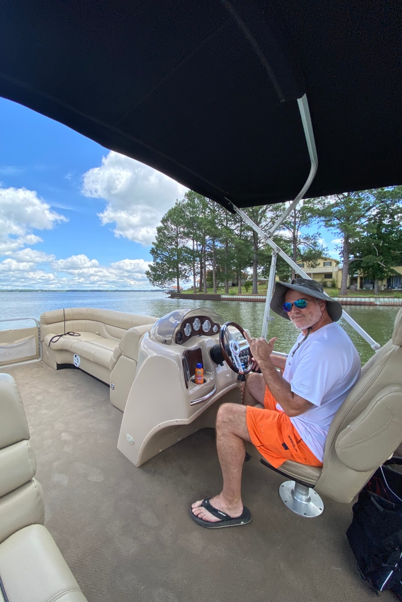 driving a pontoon boat