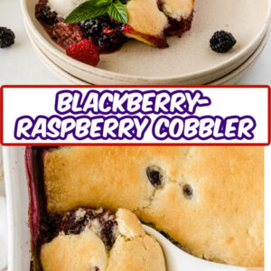 pinterest image for blackberry raspberry cobbler