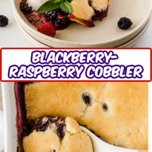 pinterest image for blackberry raspberry cobbler