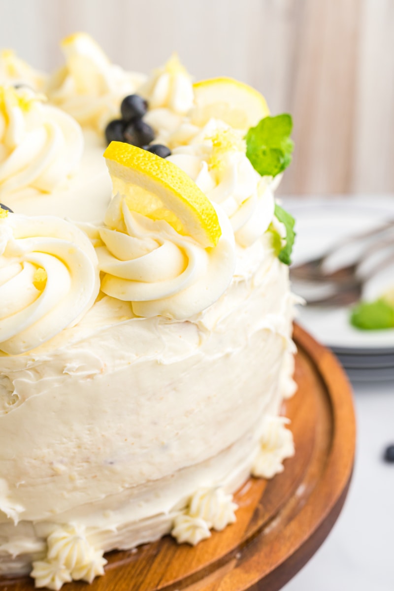 peek at half of a blueberry cheesecake cake