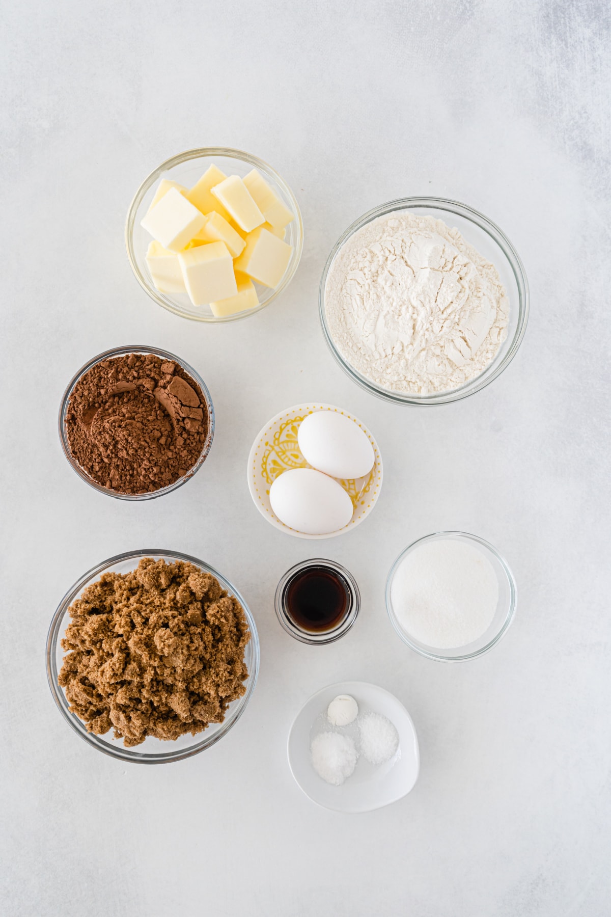 ingredients displayed for making chocolate sugar cookies