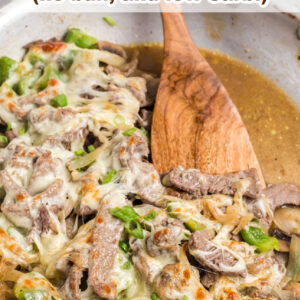 pinterest image for philly cheesesteak bowls