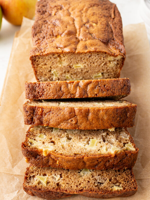 loaf of apple cider bread sliced