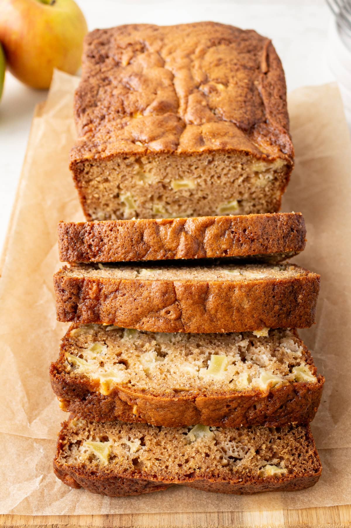 The best fall bread recipe! Apple Cider Bread from RecipeGirl.com. loaf of apple cider bread sliced