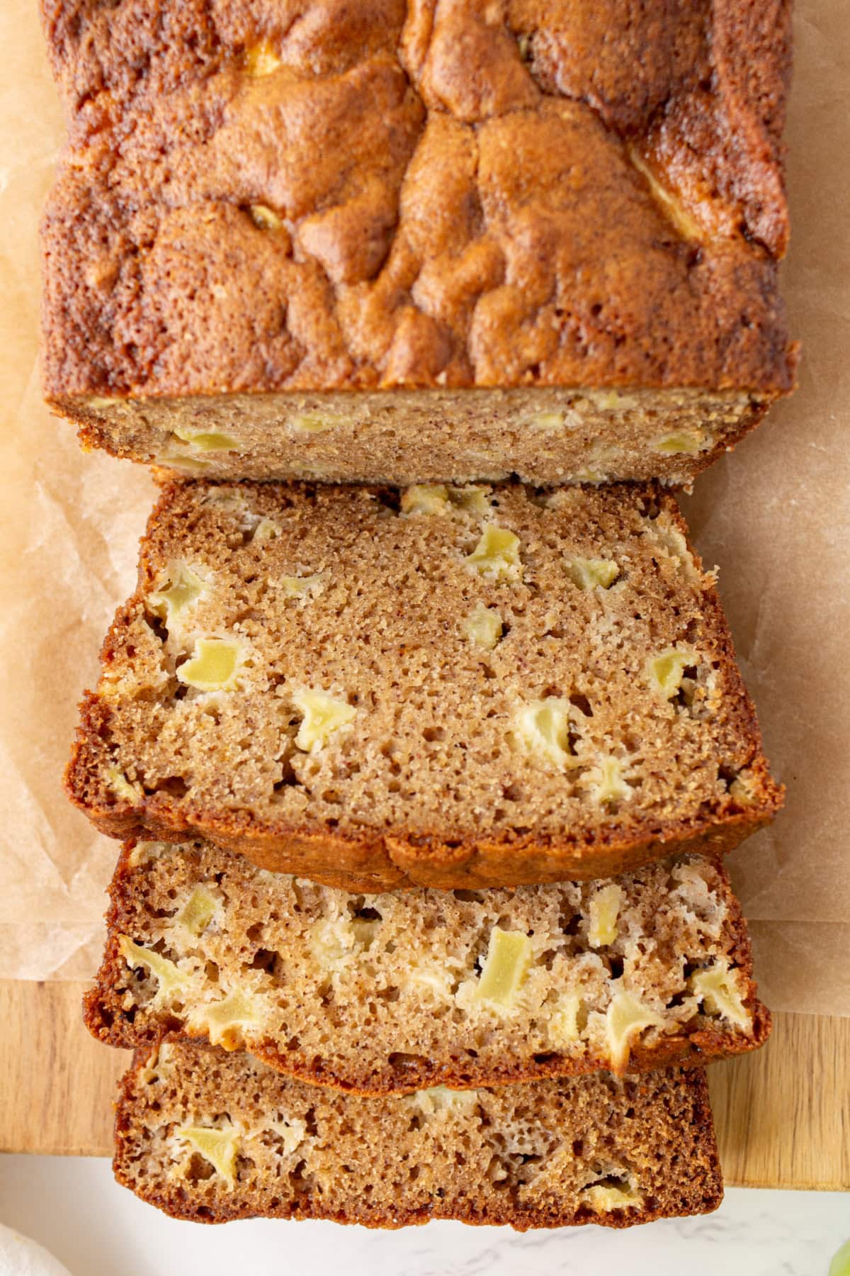 The best fall bread recipe! Apple Cider Bread from RecipeGirl.com. loaf of apple cider bread sliced