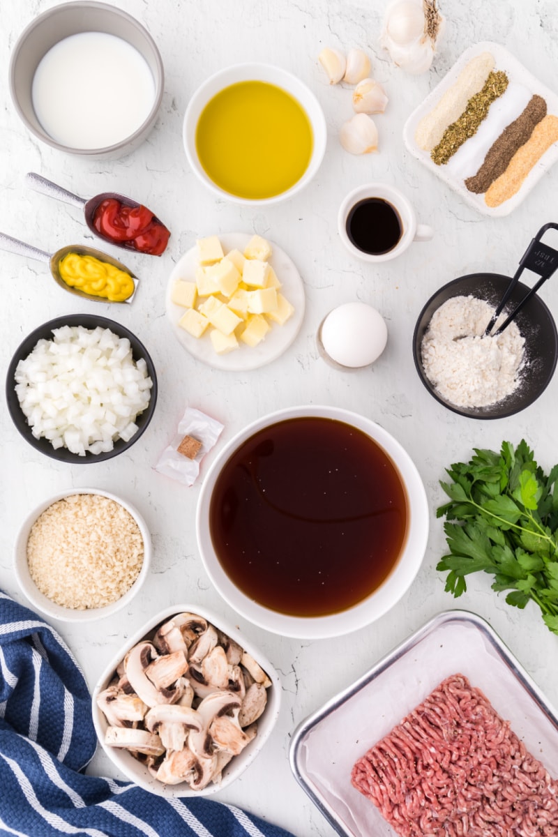 ingredients displayed for making salisbury steak